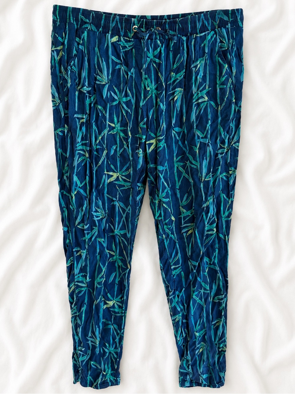 Lilly Pulitzer Blue Leaf-Print Jogger Bottoms/Pants